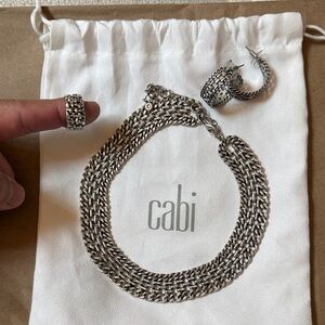 CAbi Silver Statement Necklace with Intricate Metalwork